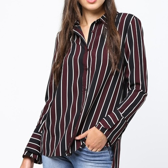 Tops - Burgundy pinstriped top